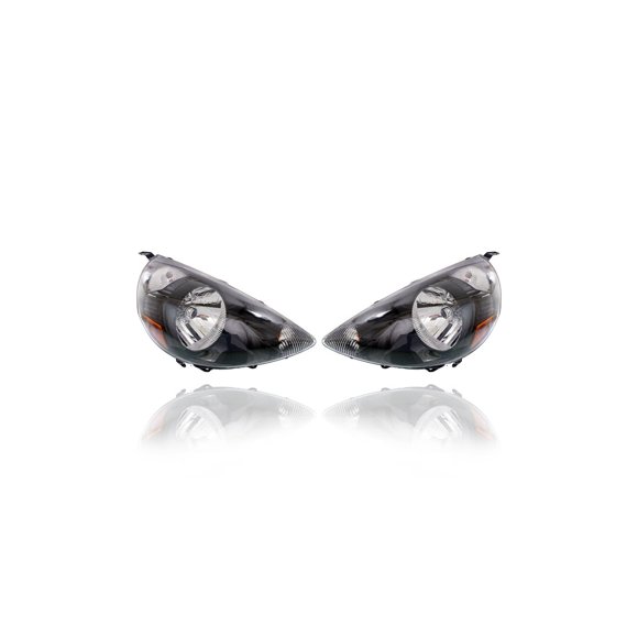 Headlight - TYC Compatible/Replacement for '07-08 Honda Fit - Night Hawk Black (Code B92P) - Pair, Left Driver + Right Passenger Set - 33101SLNA01ZC, 33151SLNA01ZC