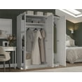 thumbnail image 2 of 100% Solid Wood Urban 3-Door Wardrobe Armoire with Mirrored Doors, 2 of 4