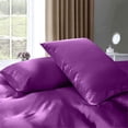 thumbnail image 4 of Cloud Fino Silk Satin Sheet Set| 100% Pure Silk Satin Sheet Set 7pc Silk Fitted Sheet 15" Deep Pocket, Silk Flat Sheet, Silk Duvet Cover & Pillowcases Set !!(King Purple), 4 of 6