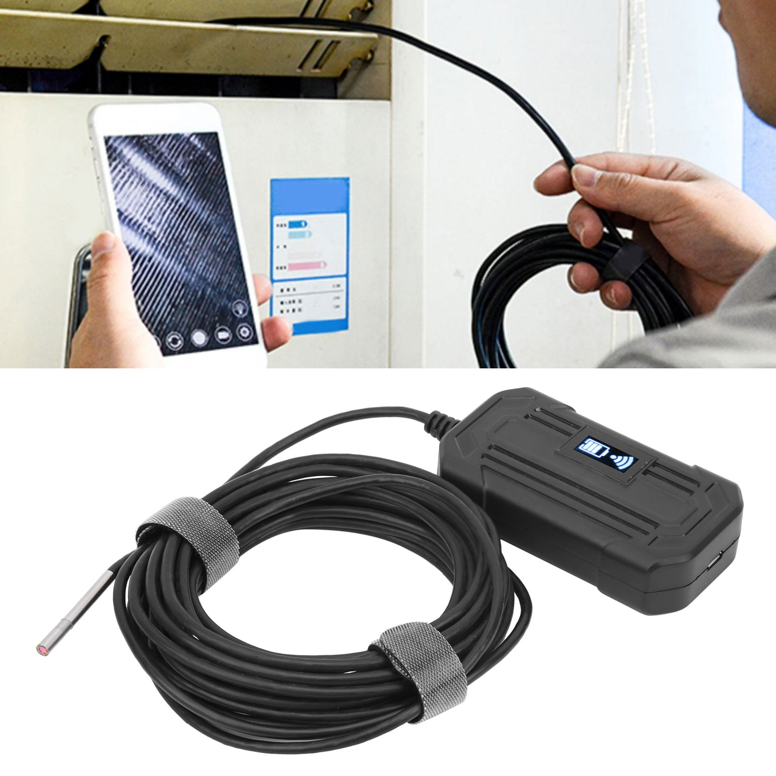 10M Inspection Endoscope Lens IP67 Waterproof F240 3.9mm Wireless Endoscope Camera for Electrical Maintenance,Drainage Pipelines Machinery Car Engine Maintenance 