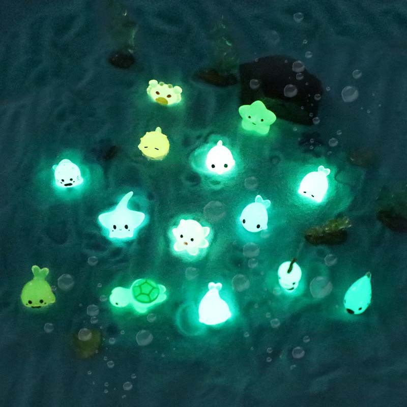 14pcs Luminous Miniature Decor Fish Tank Decor Glow In The Dark