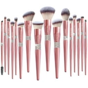 Bueart Design 16Pcs ULTRA SE33SOFT Labeled Makeup Brushes Sets -with Foundations Powder Blush Concealer Blending Eyeshadow Contour Brush sets (Rose Gold)