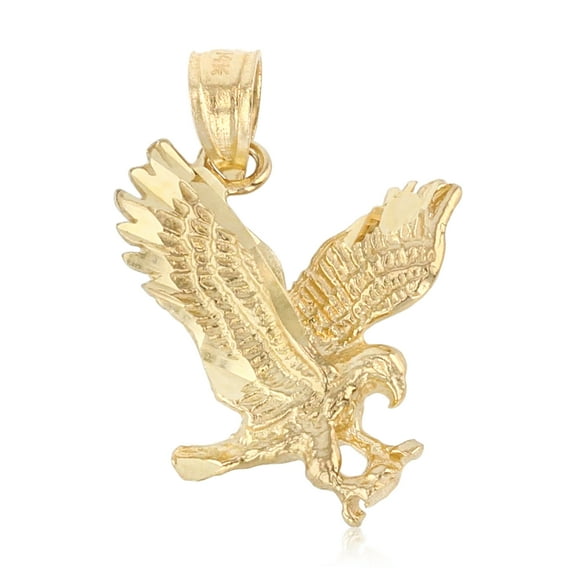 Ioka-14K Yellow Gold Eagle Charm Pendant For Necklace or Chain