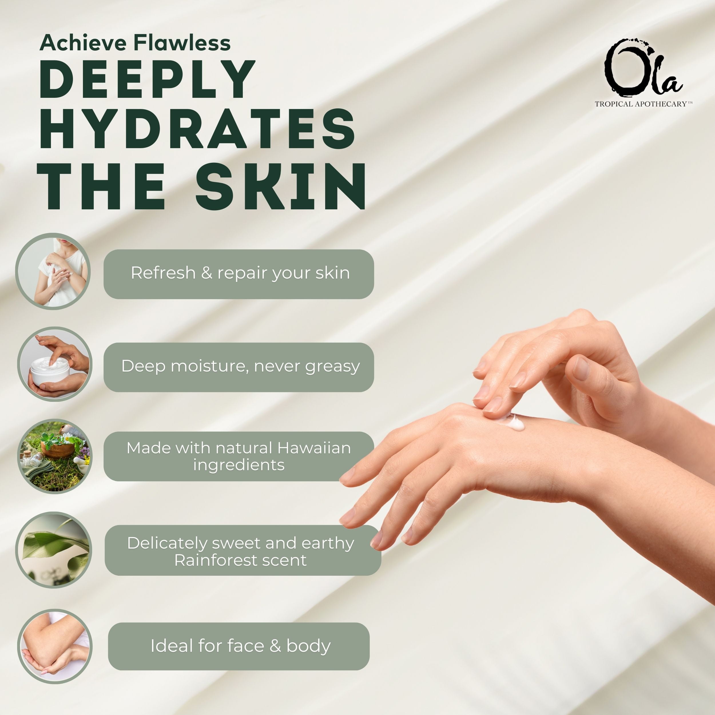 Ola Tropical Apothecary Rainforest Body Lotion with Pure Tropical Oils and Plant Extracts - 8.45 Fl Oz