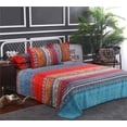 thumbnail image 6 of Bohemian Boho Duvet Cover Set Colorful Striped Exotic Floral Comforter Cover Ultra Soft Microfiber Ethnic Mandala Bedding Set Indian Tribal Reversible Decor 3 Pieces (Multicoloured-Blue, King)…, 6 of 6