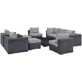 thumbnail image 3 of Modway Summon 10-Piece Aluminum and Rattan Patio Sectional Set in Canvas/Gray, 3 of 9