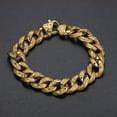 thumbnail image 2 of EOEMY 9" Men Chain Wristband Black Gold Silver Curb Link 316L Stainless Steel Bracelet-Gold, 2 of 6
