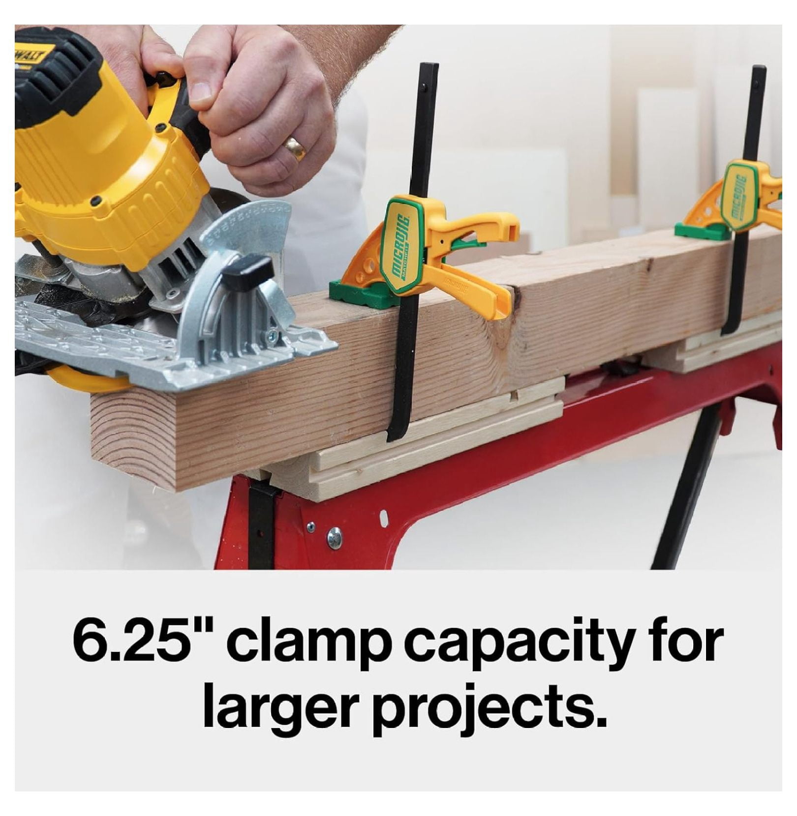 Matchfit Grr-rip Clamp (4-Pack), Dovetail Track Clamps, Squeeze Action Dovetail Clamps for Jigs, Sleds, Workbenches, DVC-625QCK2X4, Yellow