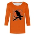 thumbnail image 4 of Raeneomay 3/4 Length Sleeve Womens Tops Women's Independence Day Round Neck T-Shirt Loose Top, 4 of 5