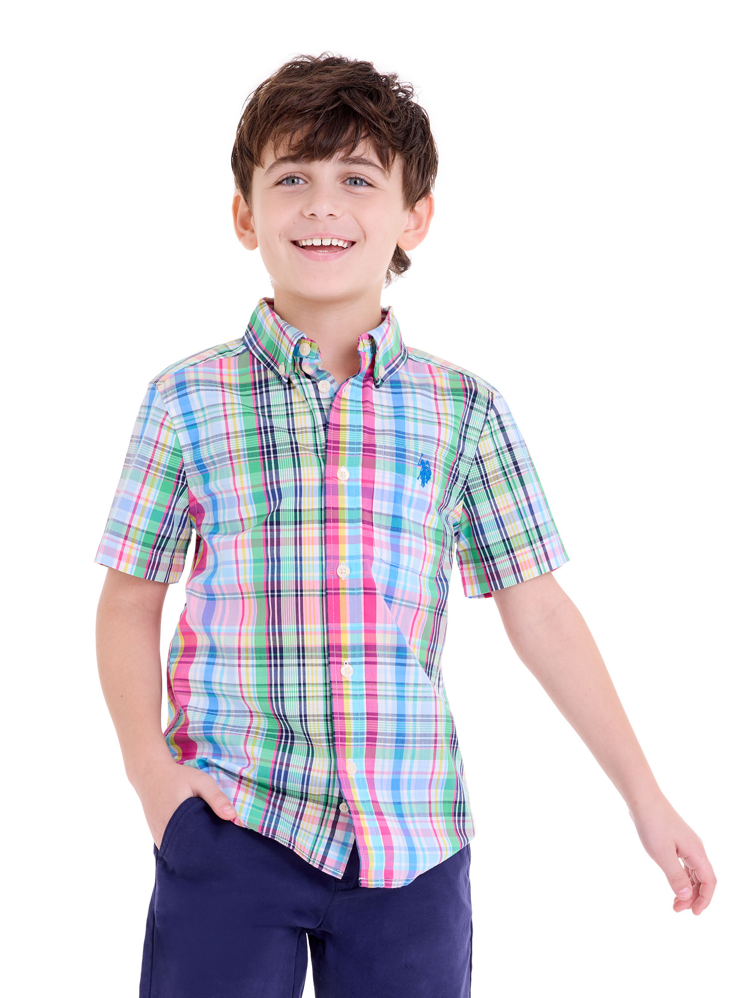 U.S. Polo Assn. Short Sleeve Button-Up Shirt for Boys, Sizes 4-18