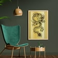 thumbnail image 2 of Dragon Wall Art with Frame, Chinese Snake Dragon Theme Background Eastern Oriental Abstract Art Graphic, Printed Fabric Poster for Bathroom Living Room, 23" x 35", Mustard and Black, by Ambesonne, 2 of 2