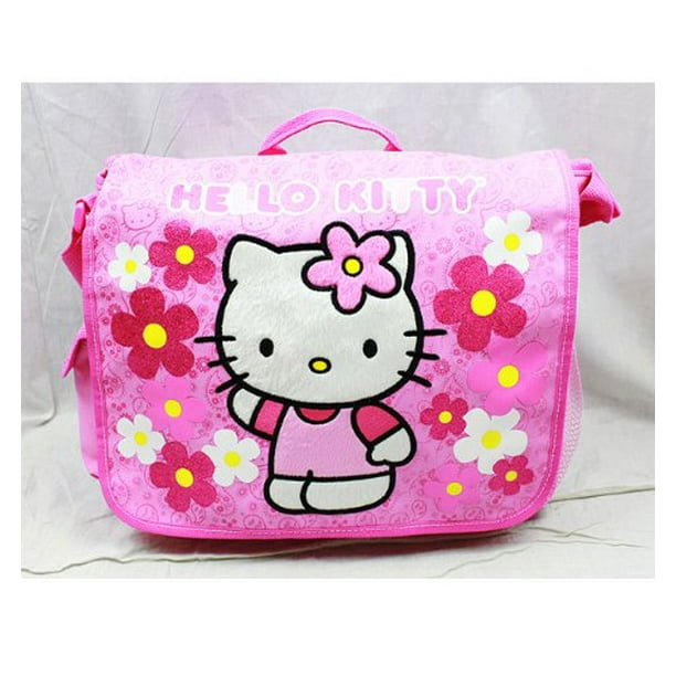 Messenger Bag Hello Kitty Flowers Pink New School Book Bag 82593