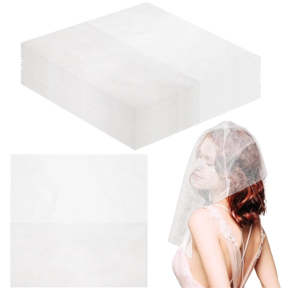 50 Pieces Face Makeup Protector Hoods,Happon Non Woven Makeup Face Cover,Makeup Protector Face Mask for Women Beauty Weddings(White)