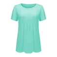 thumbnail image 2 of XMHJSMD T Shirts for Women Women's Round Neck Short Sleeve Solid Color T Shirt Fashionable Casual Top (Green2,S), 2 of 6