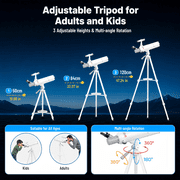 KEXWAXX Telescope, 70mm Aperture 400mm Refractor with FMC Optics for Kids and Adults, 16X-120X with Moon Filters, Phone Adapter, Tripod and Bag