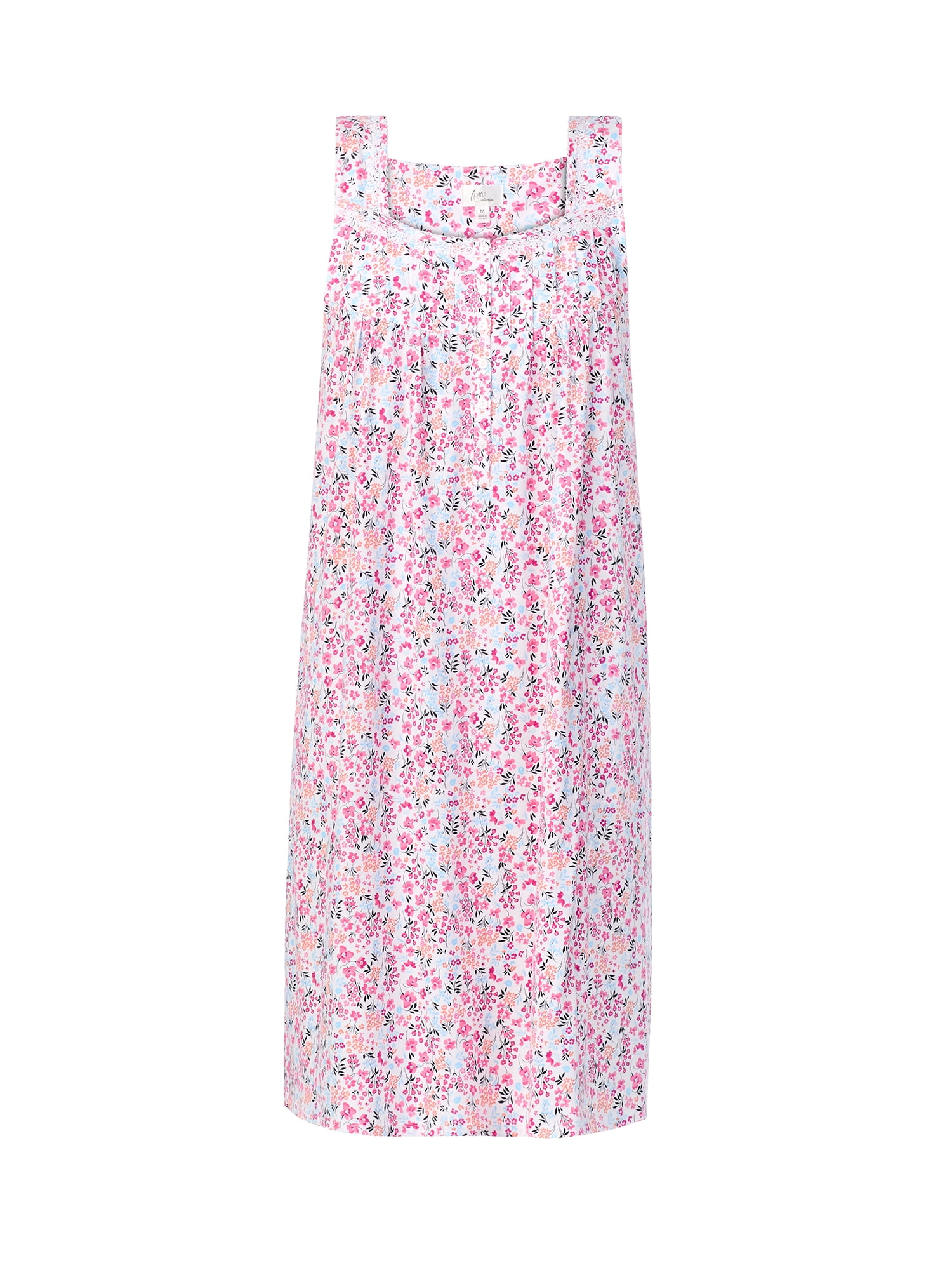 Aria Women's 100% Cotton Sleeveless 40" Nightgown, Sizes XS-5X