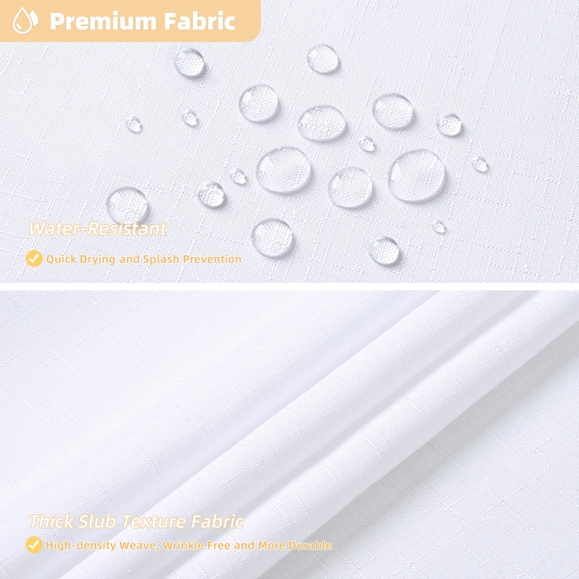 FRAMICS Beige Scalloped Shower Curtain Sets with Rug, 14 Piece Fabric Bathroom Sets with Hooks, Heavy-Duty & Waterproof, 72" x 72"