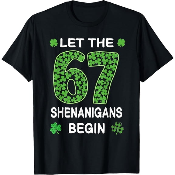 St Patricks Day Shamrock 67 Shenanigans Begin Irish Kids T-Shirt, T-Shirt for Kids Youth Boys Girls, 180gsm, 100% Cotton