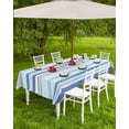 thumbnail image 2 of Outdoor Tablecloth with Umbrella Hole and Zipper Stripes Rectangle Outdoor Tablecloths 60x102 Waterproof Outside Table Cloths Blue Line Patio Table Cloth Cover for Outdoor Tables Picnic Garden, 2 of 4