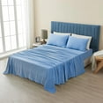 thumbnail image 2 of Sleepdown Draps en Jersey 100 % Coton Simple TG, Ensemble de Draps 3 Pcs Doux et Respirants à Poches Profondes en Jersey, Denim, 2 of 7