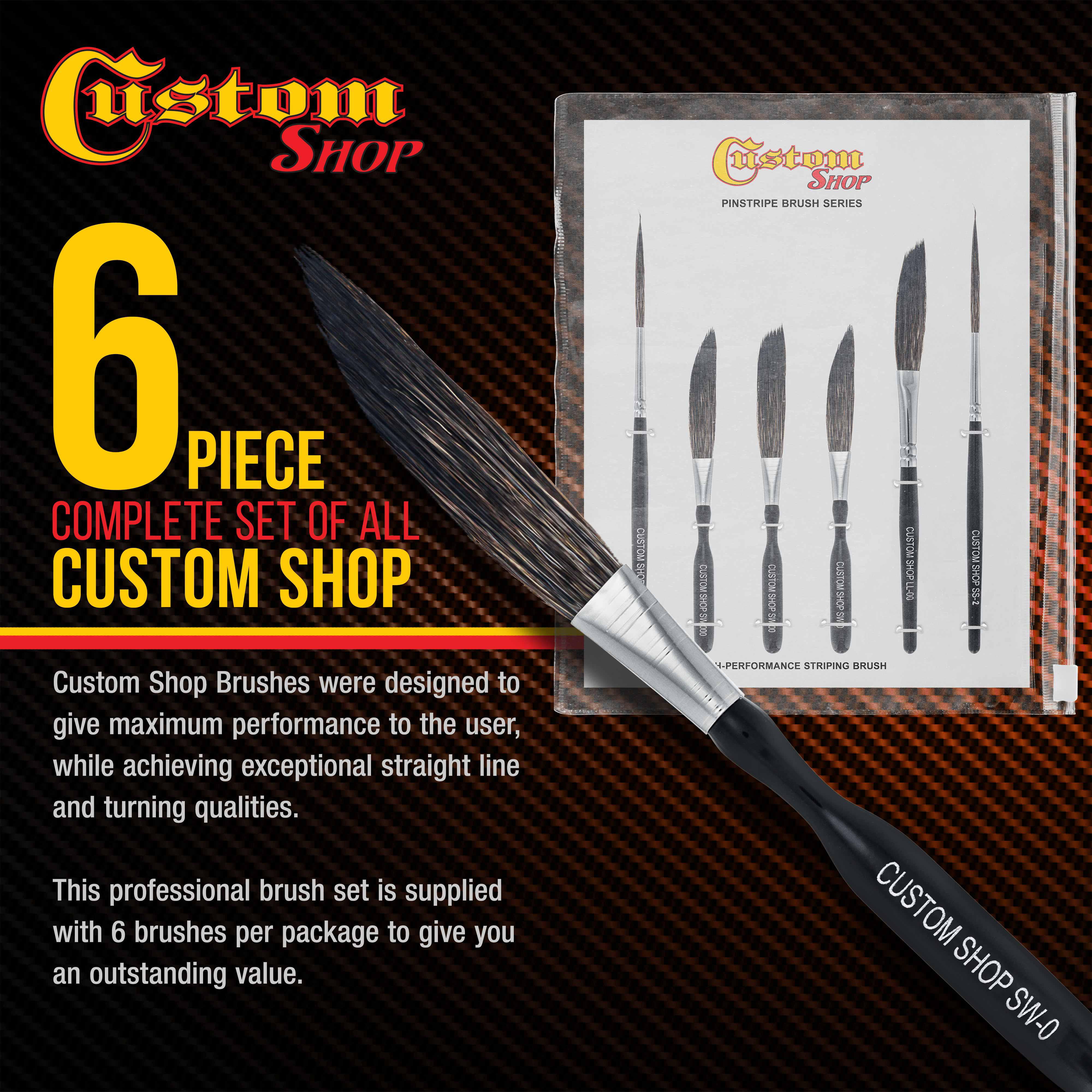 Custom Shop Starter Pinstripe Brush Kit (Sword #00, Scroll #1 & Long Liner  - #00)