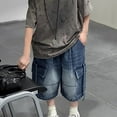 thumbnail image 5 of KAUOD Y2k Baggy Jean Shorts for Boys, Kids Hip Hop Cargo Pants, Loose Fit Oversized Streetwear, Teens Denim Cargo Shorts, 5 of 6