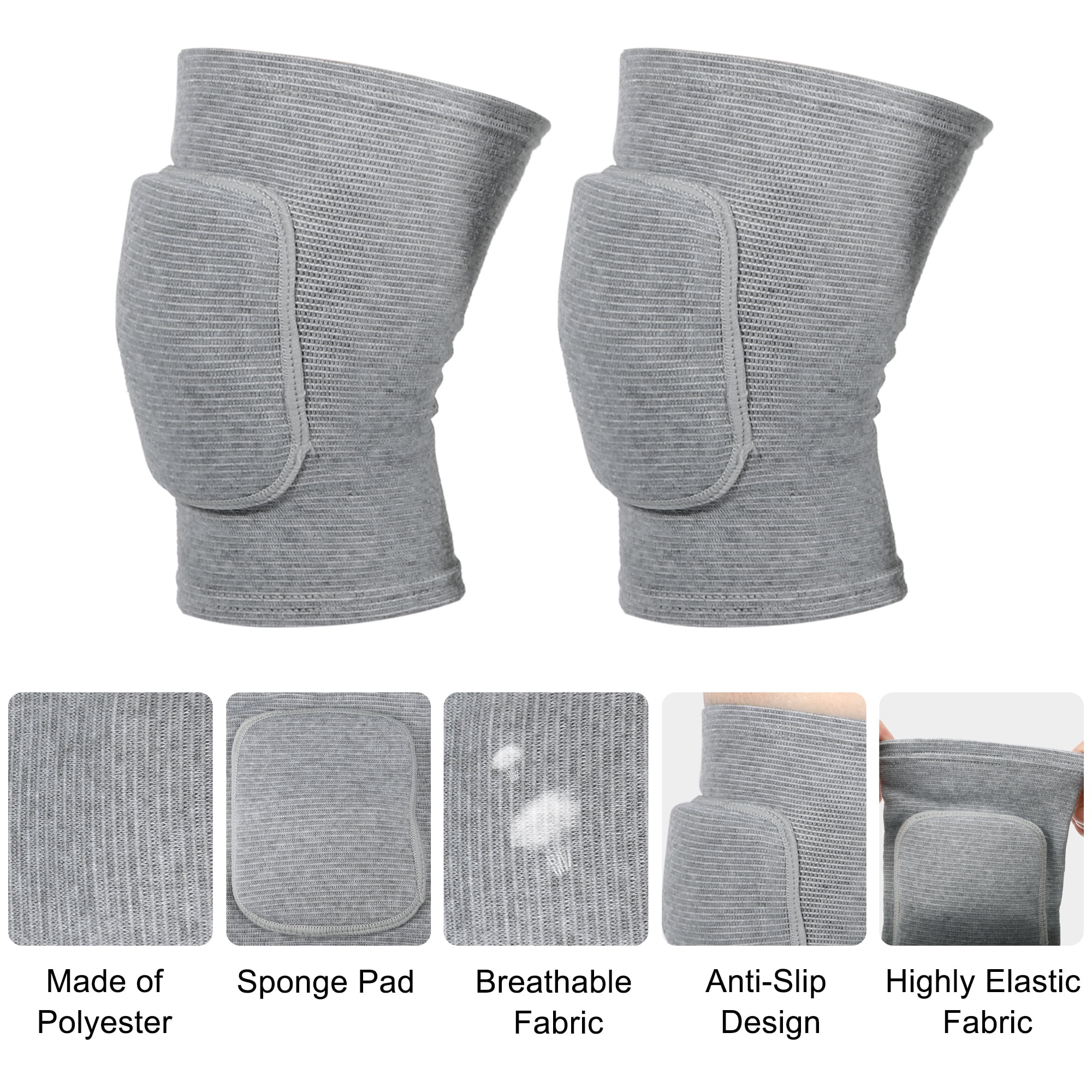 Unique Bargains 1 Pair Knee Brace Protection Sponge Knee Pads Knee Support Gray Size L