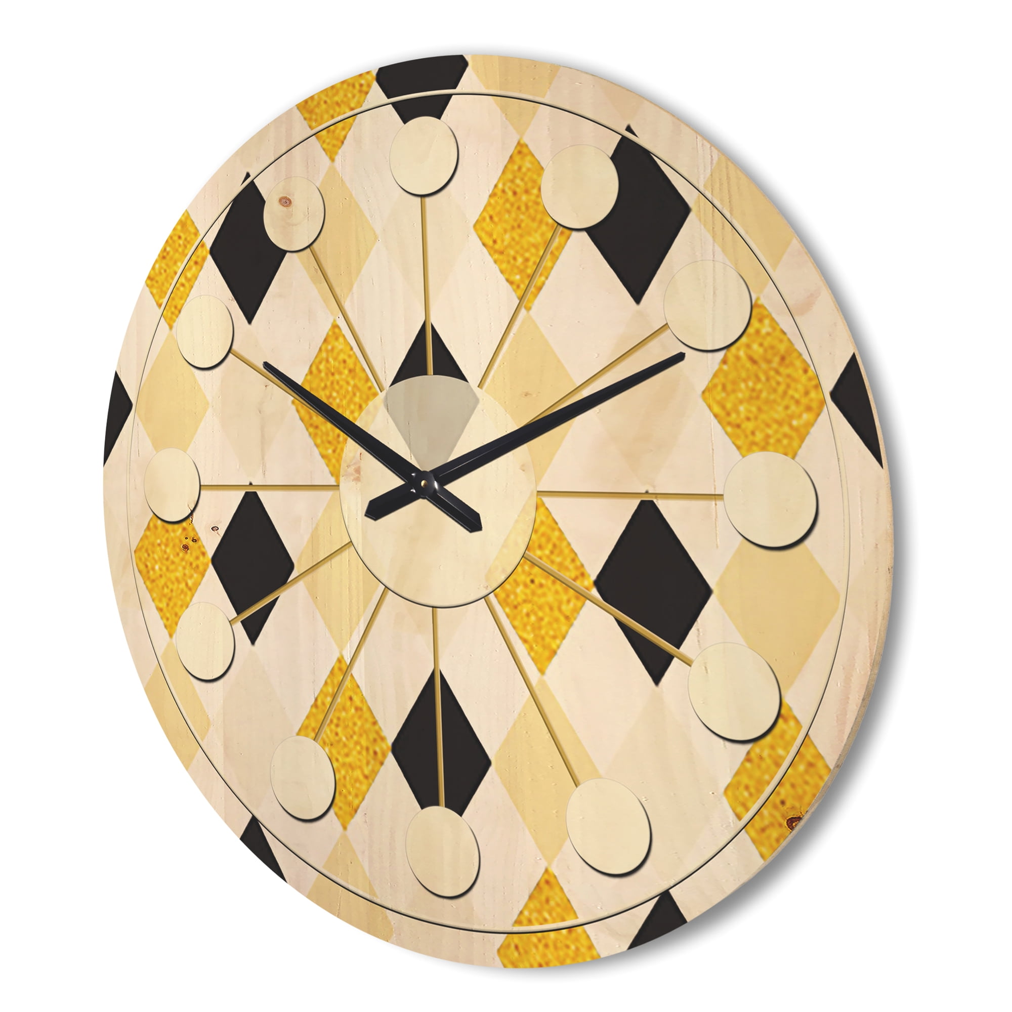 Designart 'Gold Chic Retro Design II' Mid-Century Modern Wood Wall Clock