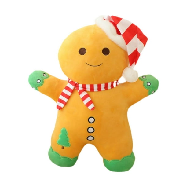Peluche de Navidad, almohadas navideñas para decoración de fiestas, cómodo adorno de dibujos animados, juguete de peluche para sala de estar, Navidad Pan de jengibre de 50 cm