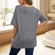 thumbnail image 5 of Camiseta Holgada de Algodón de Color Liso con Cuello Redondo y Aberturas Laterales, Gris, Talla M, 5 of 6