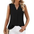 thumbnail image 2 of Otntypg Women's Chiffon Tank Tops Cute Summer Sleeveless V Neck Tunic Blouse Dressy Casual Tops Office Work Shirts Black XL, 2 of 6