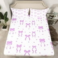 thumbnail image 2 of jejeloiu Kawaii Bowtie Ribbon Full Size Sheets,Purple Cute Loves Bed Sheets For Girls Teens 4-Piece, 2 of 7