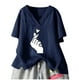 thumbnail image 1 of Tops estampados de manga corta de ocio con cuello en V de verano a la moda para mujer Fridja  zx3518, 1 of 4