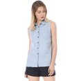 thumbnail image 4 of MODA NOVA Junior's Single Breasted Point Collar Sleeveless Shirt, 4 of 6