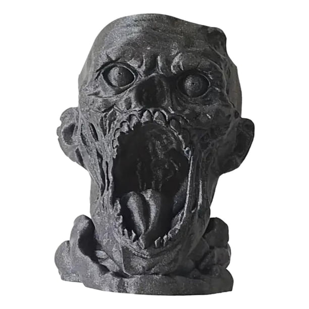 Estatua de resina con forma de cabeza aterradora, maceta estilo punk para mueble de TV Negro