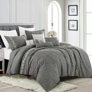 Lissie Contemporary Jacquard Gray Comforter Set - 7 Piece Set