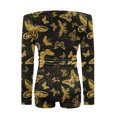 thumbnail image 5 of Gibobby pantalones siameses de pierna ancha Mono con estampado Sexy para mujer, mono con escote en V profundo, manga larga y hombros descubiertos, mono con cordones(Amarillo， XL), 5 of 5