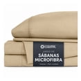 thumbnail image 1 of Juego de Sábanas Matrimonial de Microfibra Esquimal, Hipoalergénicas para Colchones de hata 40 cm alto , Beige, 1 of 7