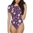 thumbnail image 2 of Goofa Cute Squirrel Floral Printed Women Rash Guard Short Sleeve,Tummy control Swimsuit Surfing Swimsuit Bathing Suit One Piece Swimsuit UPF 50-X-Large, 2 of 9