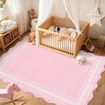 thumbnail image 3 of Towallmark 9x12 Washable Area Rug, Ultra Soft Low Pile Non-Slip Carpet, Modern Scalloped Print Floor Mat for Living Room Bedroom Home Decor, Pink, 3 of 9