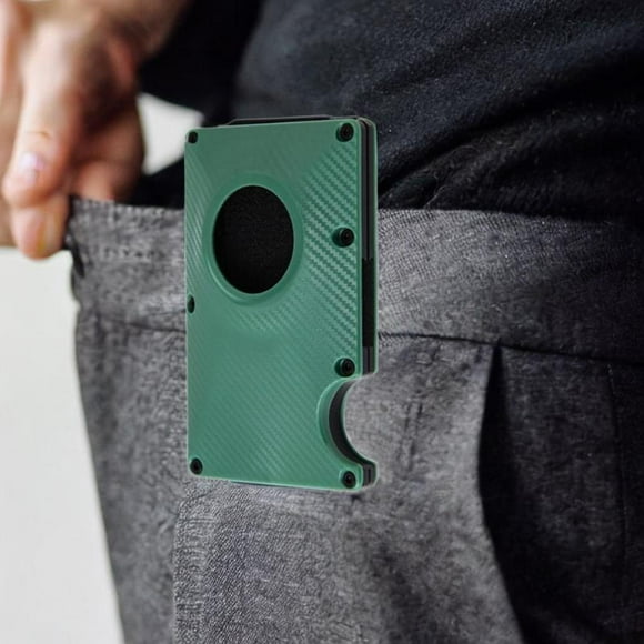 Titular de la tarjeta de crédito de los hombres, cartera compacta para hombres para hombres marido amigo regalos de viaje Verde