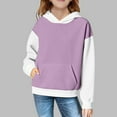 thumbnail image 4 of Fashion Kids Hoodie Long Sleeve Textured Pullover Sweatshirt Soft Lightweight Athletic Sweatshirts with Pocket Purple 5 Years, 4 of 8