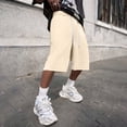 thumbnail image 4 of Men's Baggy Sweat Shorts Fleece Cotton Y2k Casual Under Knee Raw Hem Gym Shorts with Pockets, XL, 4 of 6