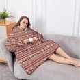 thumbnail image 5 of Oversized Wearable Blanket Hoodie,Red Christmas Reindeer Pattern Sherpa Blanket Hoodie with Super Pockets,Super Warm Fuzzy Pullover for Women & Men, 5 of 6