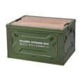 thumbnail image 1 of Large Plastic Storage Bin Collapsible Outdoor Camping Box With Wood Lid Folding Stackable Trunk Organizer Green, 1 of 5