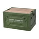 thumbnail image 1 of Large Plastic Storage Bin Collapsible Outdoor Camping Box With Wood Lid Folding Stackable Trunk Organizer Green, 1 of 5
