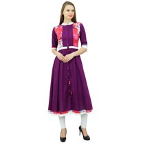 Bimba Women Anarkali Kurti Long Flared Tunic Cotton Kurta Indian Ethnic Blouse