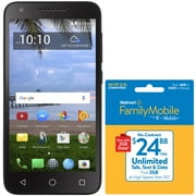 Walmart Family Mobile Alcatel 502 DL, 16GB Black - Grade A Refurbished Prepaid Smartphone with $24.88 Plan