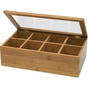 Lipper Divided 8189 Bamboo Tea Box with Clear Lid, 8 sections