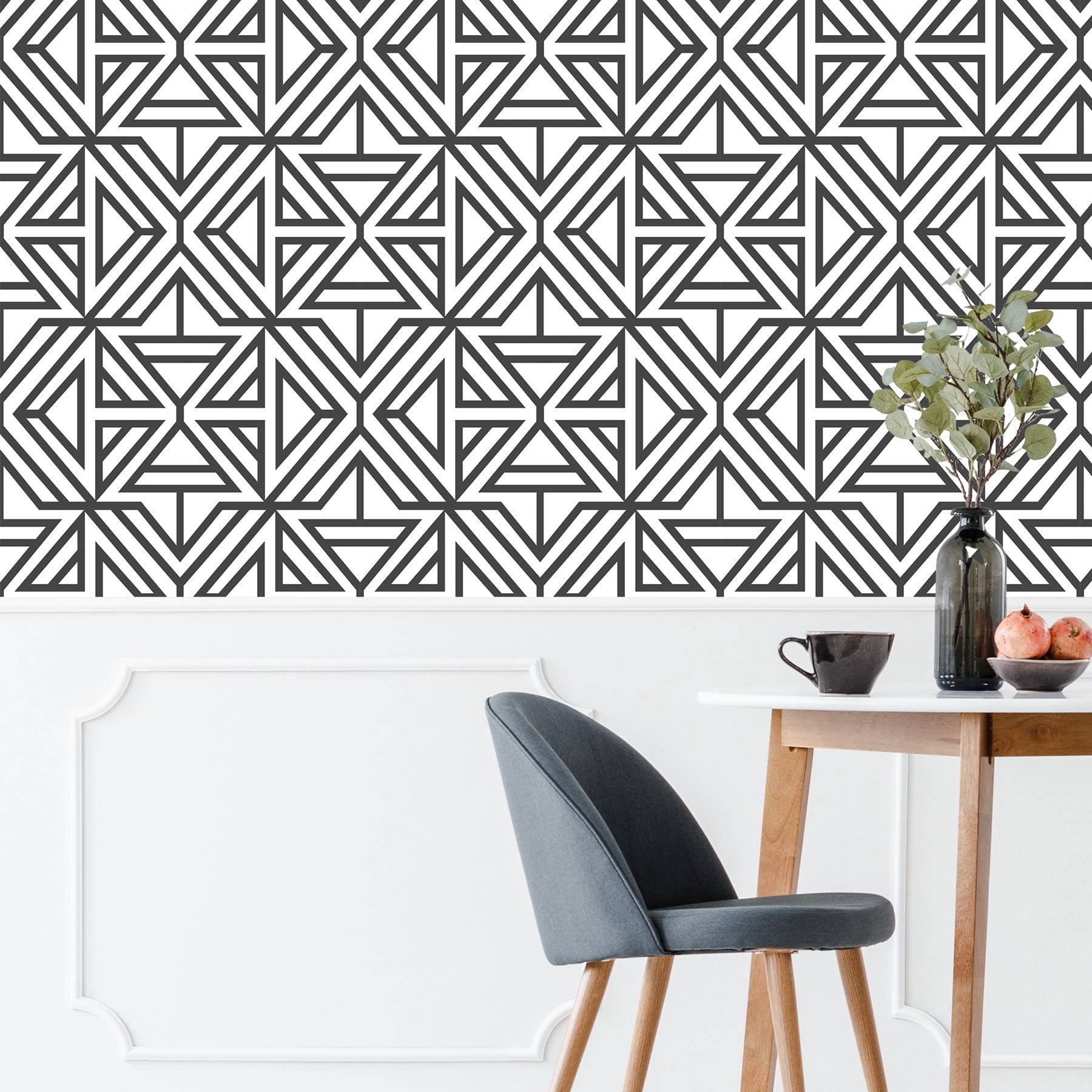NuWallpaper Black Linear Vinyl Peel And Stick Wallpaper, 216-in by 20.5-in, 30.75 sq. ft.